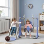 Portique pour enfant 4 en 1 avec balanoire toboggan et panier de basket jeu dintrieur et extrieur ...