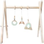 Portique eveil en bois centre dactivits jouet fitness gym jouet pliable avec 3pcs pendentifs (couleur ...