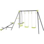 Portique de jeu en m�tal avec balan�oire � bascule basile - 4 agr�s - vert