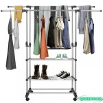 Portoir à linge rétractable - portoir à linge à double poteau 3 étages - acier inoxydable - 78 * 42 * ... Portoir à linge rétractable - portoir à linge à double poteau 3 étages - acier inoxydable - 78 * 42 * ...