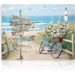 Poster art mural plage affiche dart mural bicyclette ctire dcoration murale paysage marin ocanique ...