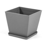 Pot carr� lilium en polypropyl�ne avec fibre de verre avec soucoupe int�rieur / ext�rieur design moderne ...