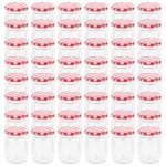 Pots  confiture - vidaxl - couvercle rouge et blanc - 230 ml - verre transparent - 48 pices