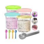 Pots  crme glace pour ninja creami ? compatibles nc500 / nc501 ? lot de 4 pots en verre 680 ml - couvercles ...