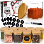 Pots � �pices carr�s deco haus� set de 20 - 160ml herm�tiques avec �tiquettes