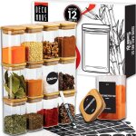 Pots � �pices deco haus� carr�s herm�tiques set de 12 - 280ml avec �tiquettes