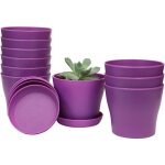 Pots de fleurs - lot de 10 - pots de fleurs dint�rieur - r�sine - avec soucoupe - 14 x 12 cm - noir