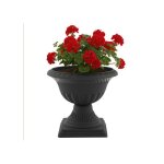 Pot de fleurs � 28 cm h 29 cm rond sur pied en terre cuite motif 3d jardini�re
