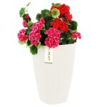 Pot de fleurs - �l�gant - h 45 cm - plastique - carr� - blanc rainur�