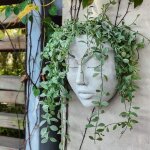 Pot de fleurs mural en r�sine t�te de pot de fleurs unique pour d�coration murale int�rieure pot de fleurs ...