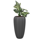 Pot de fleurs - non sp�cifi� - rond 40 cm - h 75 cm - plastique r�sistant - couleur anthracite