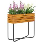 Pot de fleurs - outsunny - sur pied - rectangulaire - trous de drainage - int�rieur et ext�rieur - bois ...