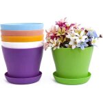 Pot de fleurs et soucoupe avec bac de r�cup�ration grand pot de fleurs en plastique color� r�cipient ...