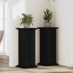 Support de plante vidaxl ch�ne noir 33 x 33 x 80 cm ? pot de fleur en bois ding�nierie