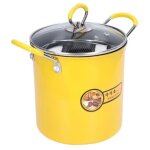 Pot de friteuse mini friteuse japonaise en acier inoxydable de 3l avec couvercle de support de filtre ...