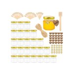 Pots � miel verre hexagonaux 25 pi�ces 45ml avec couvercle cuill�re bois pendentif abeille