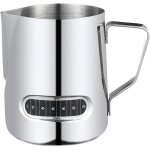 Pot � mousse de lait - 350 ml - pot � lait pour cafeti�re - tasse � mousse de lait avec thermom�tre - ...