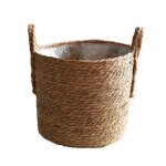 Pots de plantes en jonc de mer panier de jardini�re couvercle de pot de fleur conteneur de plantes tiss� ...