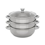 Pot à vapeur 28cm - cuiseur vapeur à 3 couches en acier inoxydable - pour cuisson à vapeur - avec couvercle ... Pot à vapeur 28cm - cuiseur vapeur à 3 couches en acier inoxydable - pour cuisson à vapeur - avec couvercle ...