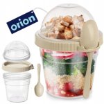 Pot de yaourt - salade de muesli - 400 ml - avec cuillre - hermtique - beige