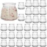 Pots yaourt verre 120ml avec couvercle lot de 30 pour confitures miel pudding gel�es lait