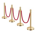 Poteaux et cordes en velours - duoku - 4 pices - poteaux en acier inoxydable - 3 cordes en velours rouge ...