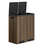 Poubelle 2 pedales poubelle avec double compartiment 2 x 30 litres anti traces de doigts inox seau interieur ...