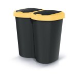 Poubelle compacta b duo jaune / noir capacit� 40l un compartiment deux couvercles version murale ndbs40 ...