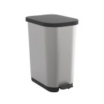 Poubelle - corbeille - support sac rotho ribo silver - poubelle � p�dale 35l