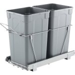 Poubelle coulissante vevor 2x2485 l avec poign�e - syst�me de tri s�lectif gris