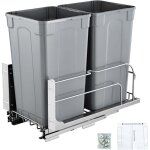 Poubelle coulissante vevor 2x2485 l avec syst�me de tri s�lectif m�tal gris