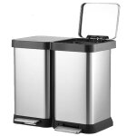 Poubelle de cuisine 2 x 20l - double compartiment avec p�dale m�tal et 2 seaux amovibles - inclus 20 ...