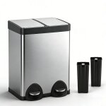 Poubelle tri selectif 2 bacs 40l poubelle cuisine double bac 2x20l fermeture en douceur2 seaux int�rieursacier ...