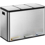 Poubelle cuisine 45l (3 x 15 l) poubelle tri selectif 3 avec p�dales � code couleur ilencieux et retombe ...
