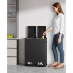 Poubelle cuisine 60l (2 x 30 l) poubelle tri selectif 2 avec p�dale acier inoxydable ilencieux et retombe ...