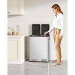 Poubelle cuisine 60l (2 x 30l) poubelle tri selectif 2 avec p�dales � code couleur ilencieux et retombe ...