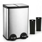 Poubelle tri selectif 2 bacs 60l poubelle cuisine double bac 2x30l fermeture en douceur2 seaux int�rieursacier ...