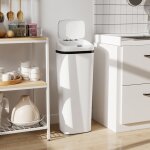 Poubelle cuisine automatique 50l en acier inoxydable poubelle � capteur de mouvement sans contact 33x25x84cm ...