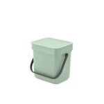 Poubelle de cuisine - brabantia - sort & go 3l - poigne de transport - jade vert - couvercle