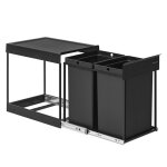 Poubelle de cuisine coulissante - songmics - 2 x 20 l - noir - acier et abs