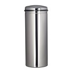 Poubelle cuisine en inox 50 litres bac a ordures en metal 80 cm de hauteur 30 cm de diametre couvercle ...