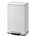 Poubelle de cuisine � p�dale en acier avec couvercle seau int�rieur amovible fermeture douce 50 l blanc ...