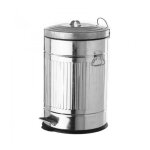 Poubelle de cuisine rtro en mtal argent - 20l 0, 000000