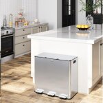 Poubelle de cuisine tri s�lectif 3 x 20linox triple compartiments avec p�dale seaux int�rieurs fermeture ...