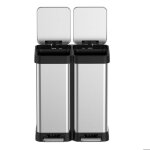 Poubelle à double compartiment 2 x 20 l pédales en métal 2 seaux intérieurs en plastique argent et noir ... Poubelle à double compartiment 2 x 20 l pédales en métal 2 seaux intérieurs en plastique argent et noir ...