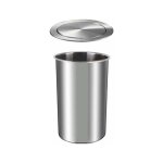 Poubelle encastrable ronde acier inoxydable avec rabat int�gr� pour plan de travail cuisine