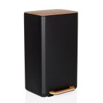 Poubelle - hjh office - clean natura - noir / noyer - mtal