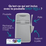 Poubelle litter genie easy roll avec 1 recharge easy roll 3 mois - 12 sacs