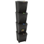 Poubelles  ordures empilables 4 pcs gris 100 l polypropylne