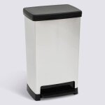 Poubelle avec ouverture � p�dale capacit� 50l coloris argent - longueur 39 x largeur 288 x hauteur 654 ...